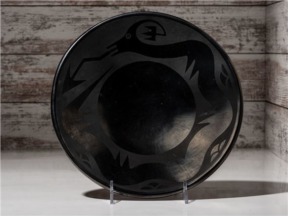 Blackware Pottery Plate by Maria Montoya Martinez, Julian Martinez, 1925-1943