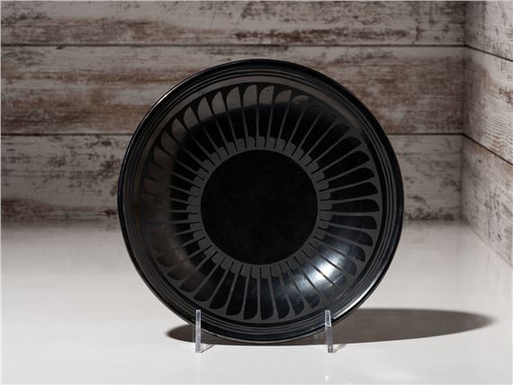 Blackware Pottery Bowl with Gunmetal Finish