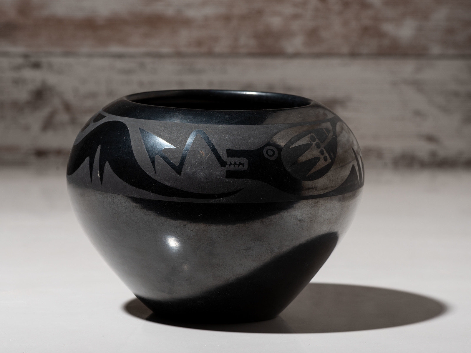 Artwork by Maria Montoya Martinez, Popovi Da, Blackware Pottery Jar, Made of Blackware Pottery, with Gunmetal Finish