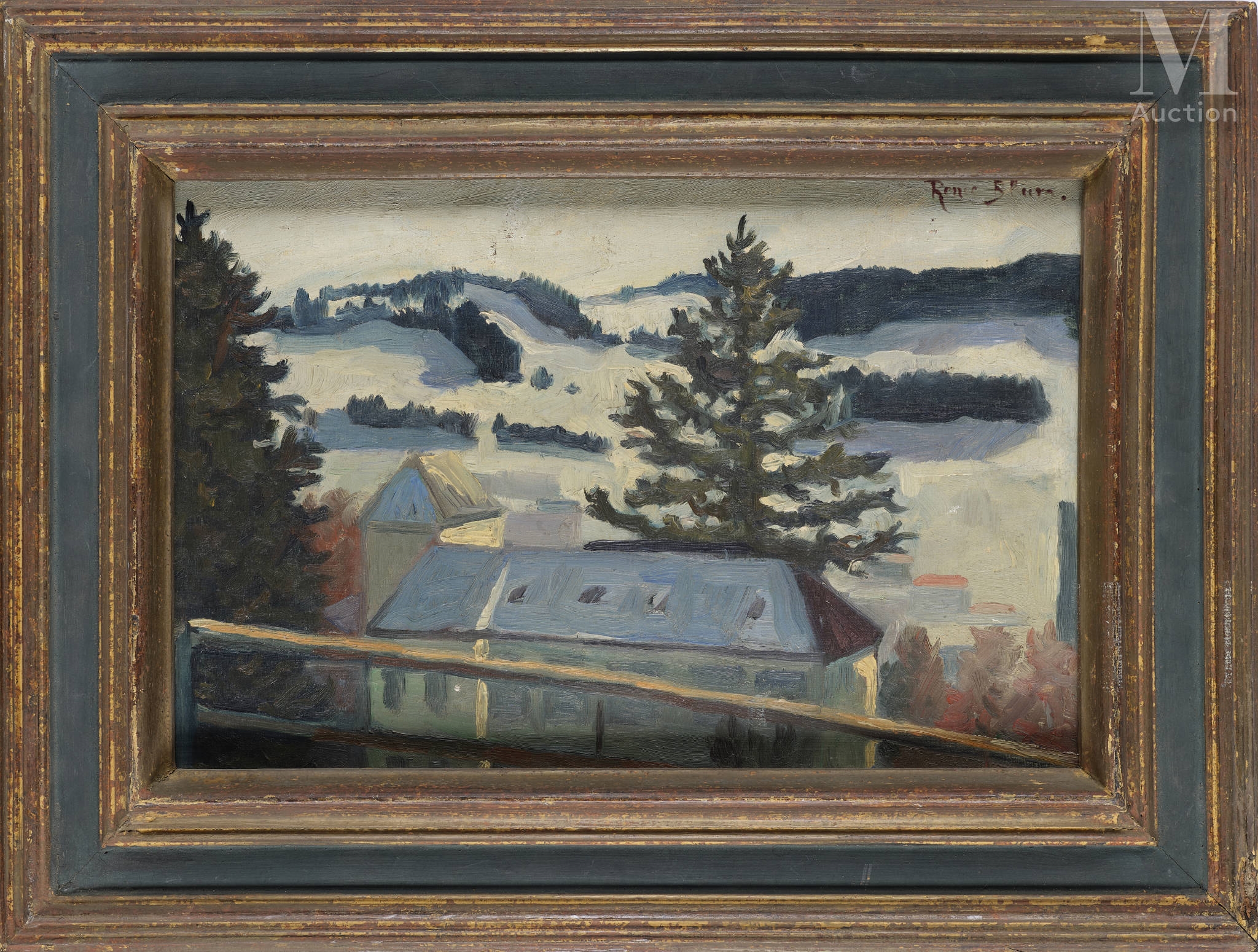 Artwork by René Blum, Les toits, Made of Huile sur toile marouflée sur carton