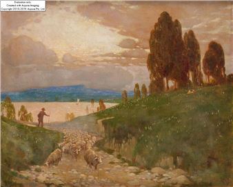 Landscape with a shepherd - Johann Klepinski