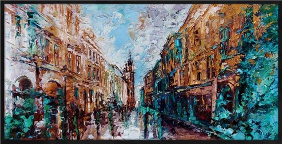 Street in Cracow by Krystyna Róż-Pasek, 2023