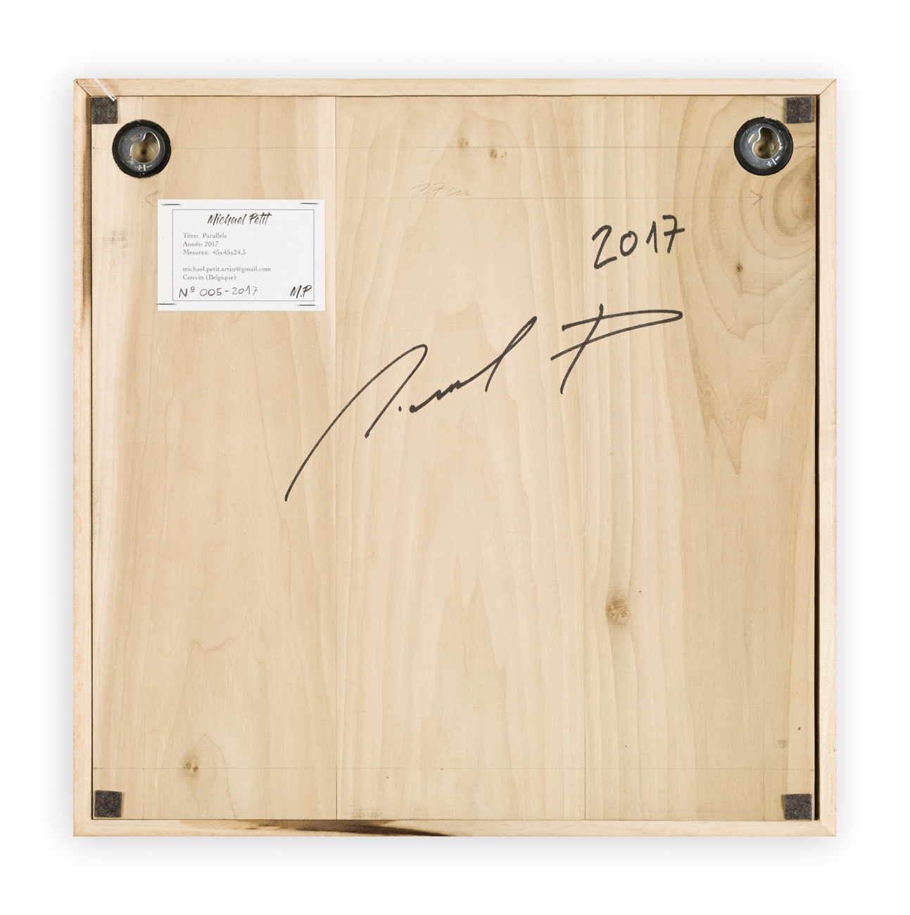 Artwork by Michael Petit, Parallels, Made of Legno, specchio, filo e led