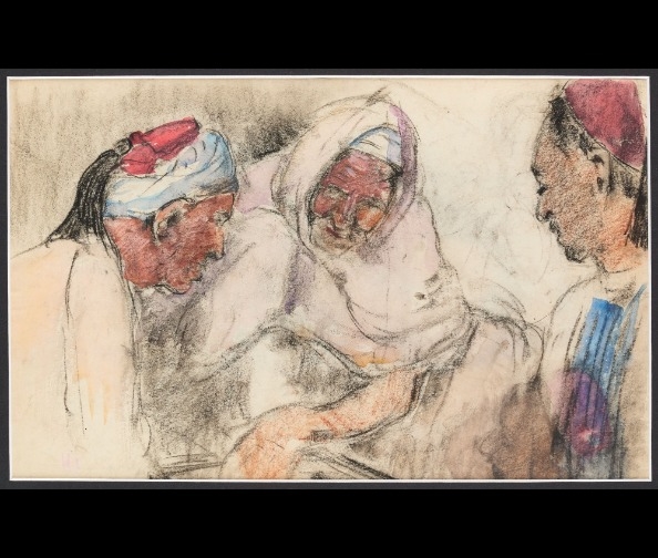 Artwork by Adrien Jean Le Mayeur de Merprés, Orientaux en conversation, Made of Mixed media on paper