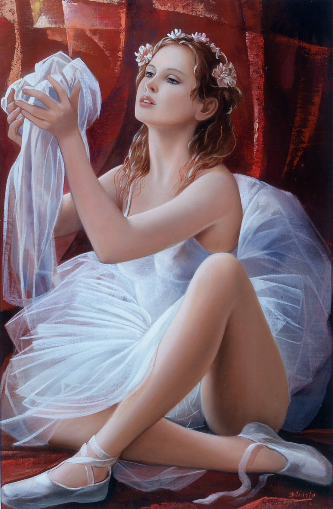 Artwork by Pasquale Picazio, The Ballet Dancer, Made of oil on board