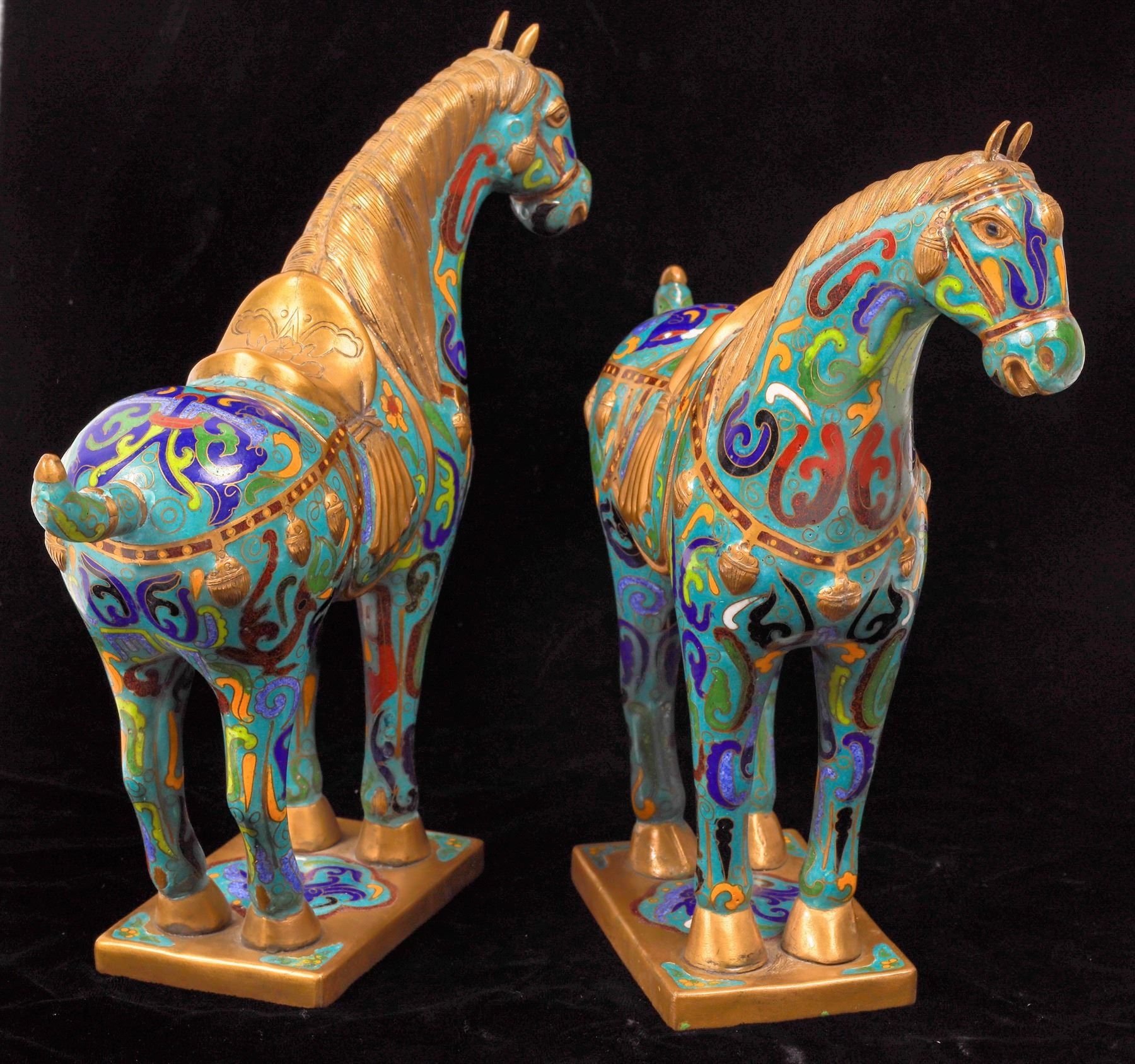 Chinese School, 20th Century Chinese Cloisonne Horse Pair MutualArt
