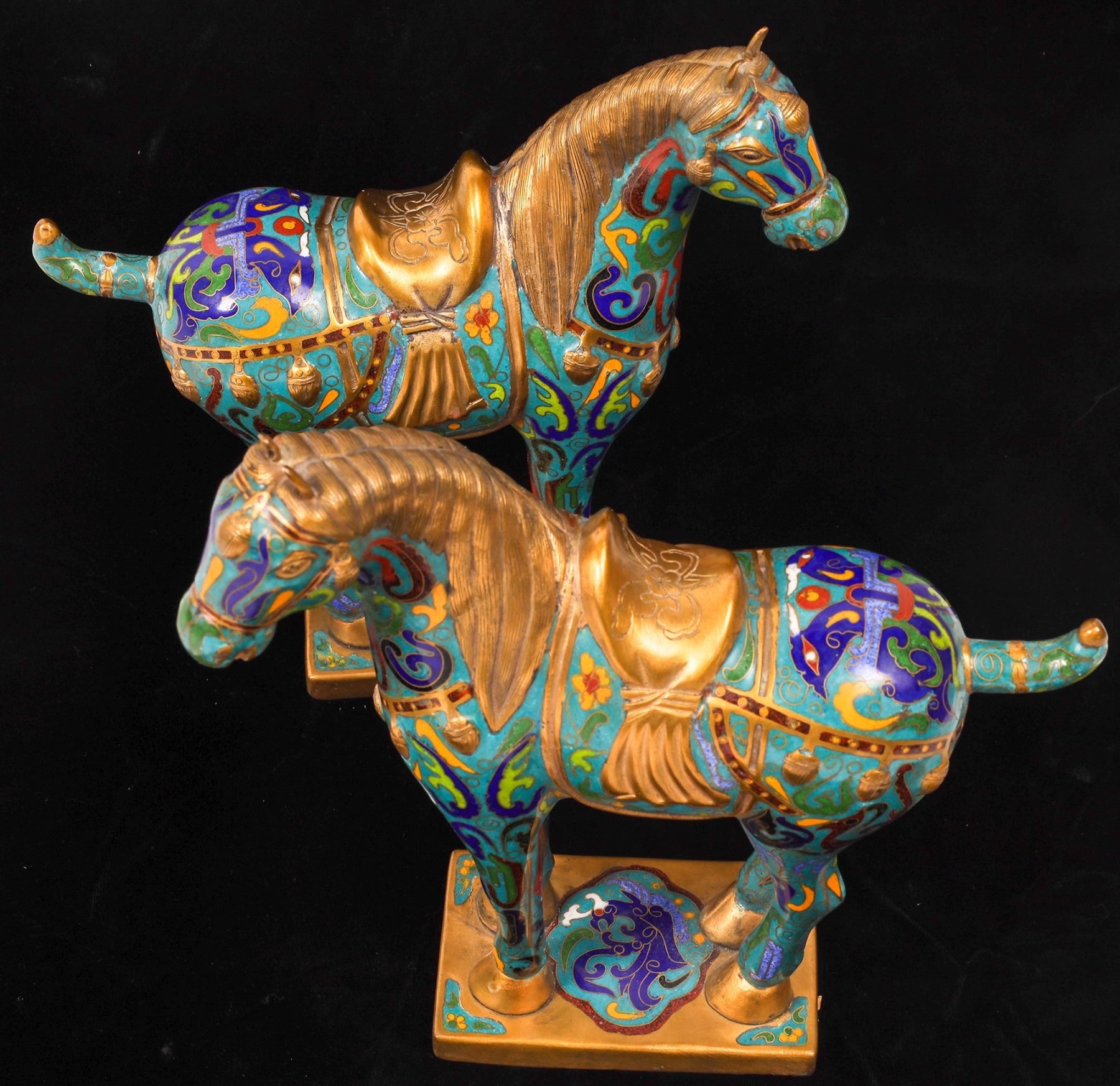 Chinese School, 20th Century Chinese Cloisonne Horse Pair MutualArt