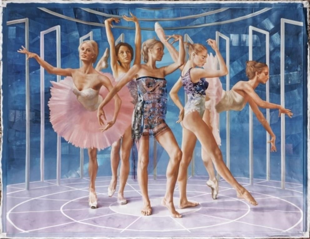 Artwork by Bogdan Molea, Five Ballerinas, Made of oil on canvas