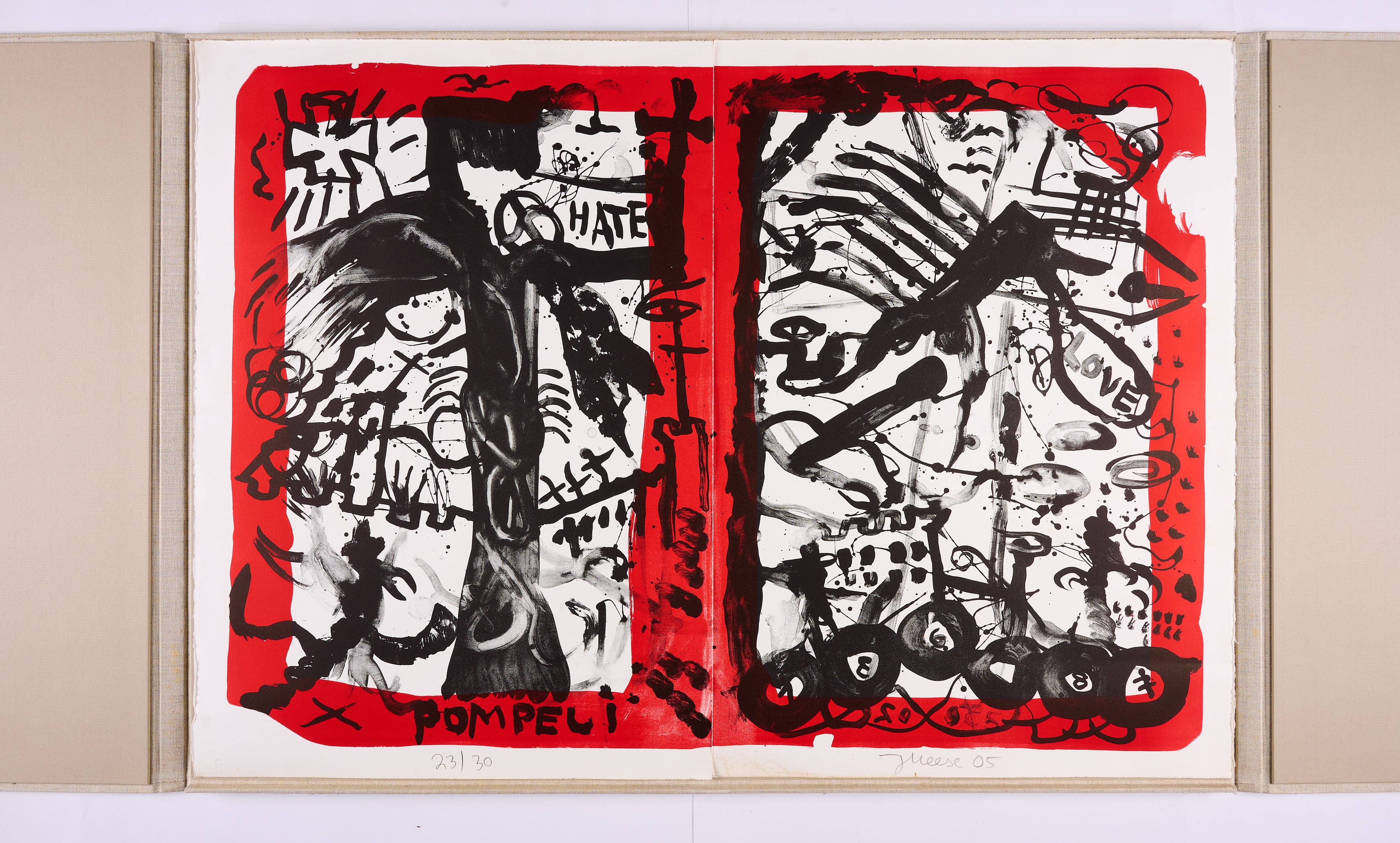 Artwork by Jonathan Meese, Der Goldene Hades I-V., Made of colour lithographs on BFK RIVES