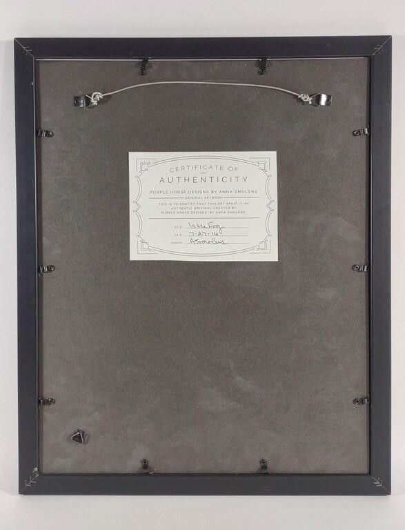 Artwork by Anna Smolens, Anna Smolens 'In The Fog' Horse Photo Print, Made of Black and white with black wooden frame