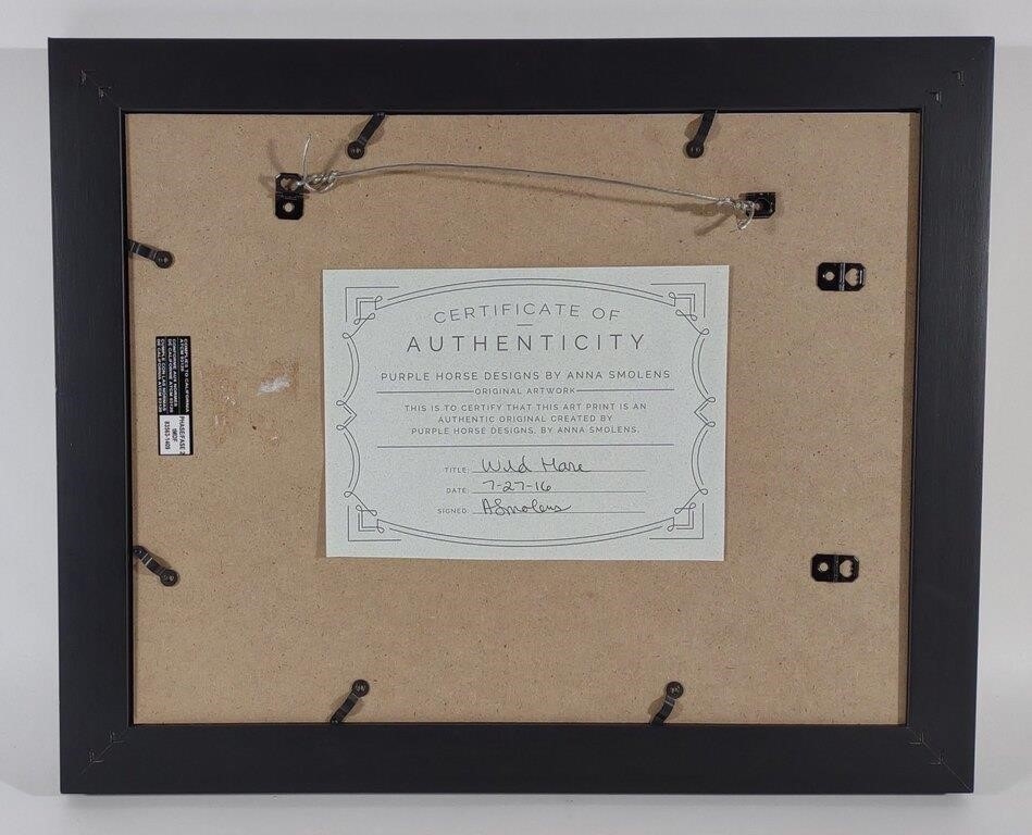 Artwork by Anna Smolens, Anna Smolens Signed 'Wild Hare' Framed Print, Made of Print