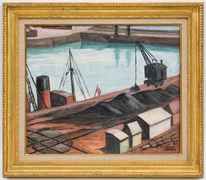 Artwork by L. Lucius, The port, Made of oil on canvas