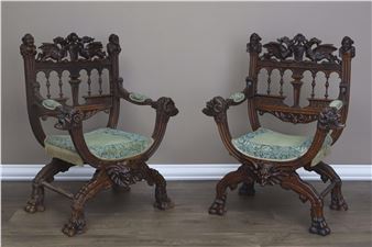 Suite de 2 fauteuils Dagobert, circa 1901 - Victor Aimone