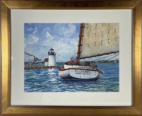 Beetle Cat Elizabeth of Nantucket Rounding Brant Point by John Hutchinson