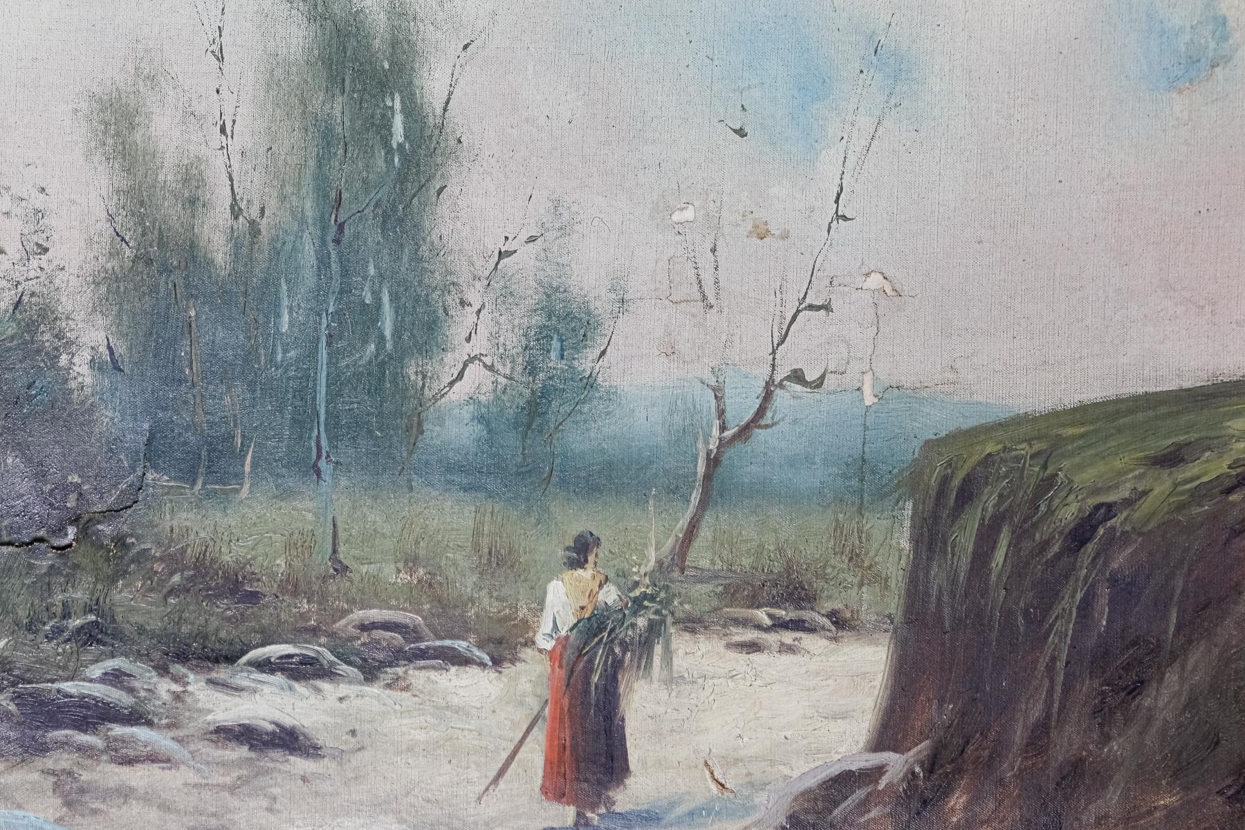 Artwork by J. Miquel, Paisaje con figuras, Made of Oil on canvas