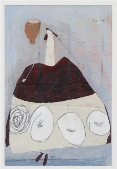 Untitled (Woman in Cream, Wine and White Dress) by Ellen Skidmore, c.1995