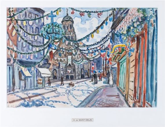 L'église saint Léonard sous la neige by Henri Liénard de Saint-Délis