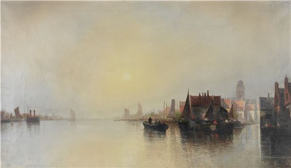 Dutch fishing boats by Augustus van Hier