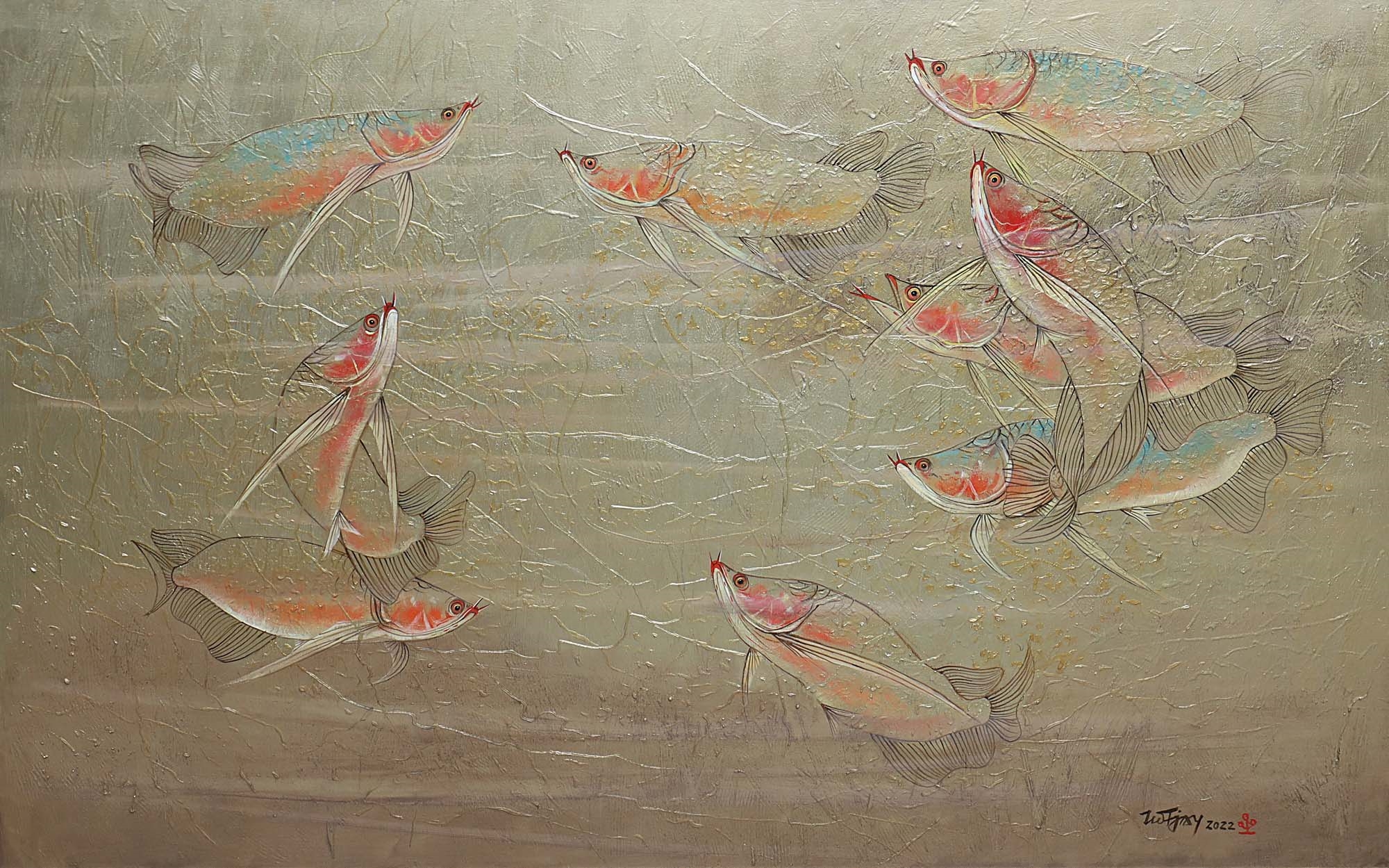 Artwork by Tio Tjay, Arwana, 2022, Made of Oil on canvas