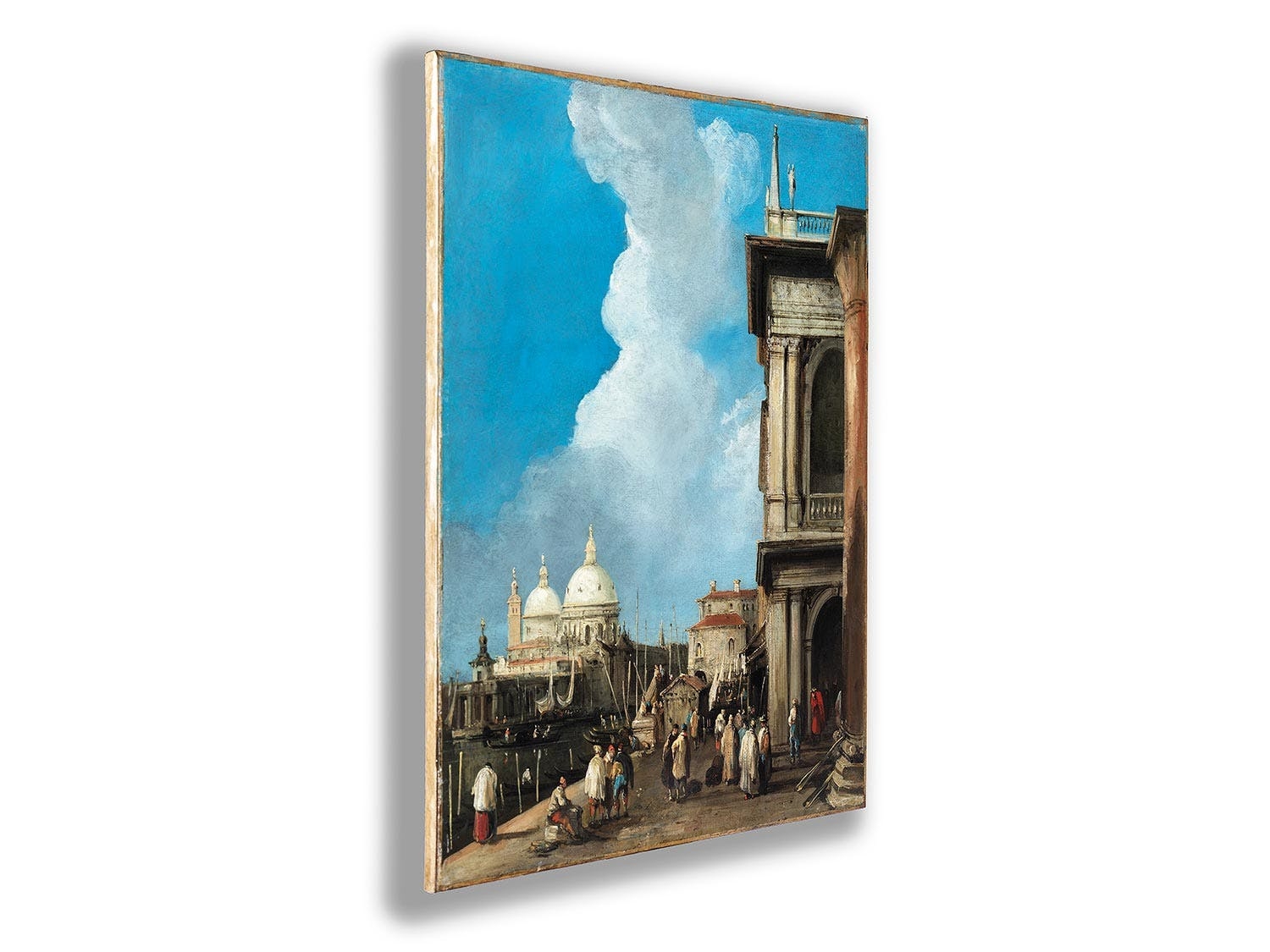 Artwork by Canaletto, VENEDIG - BLICK VON DER PIAZZETTA SAN MARCO ZUR KIRCHE SANTA MARIA DELLA SALUTE, Made of Oil on canvas