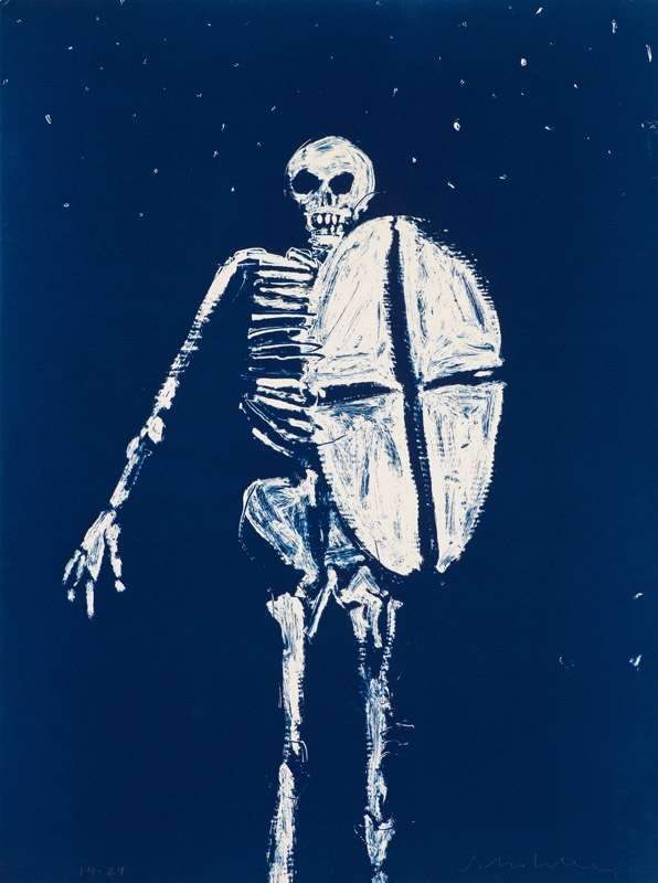 Fritz Scholder | Skeleton with Shield (1991) | MutualArt