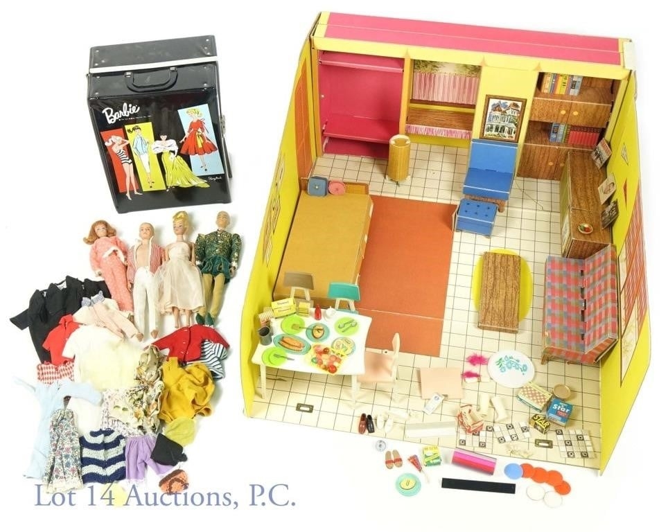 Copyright 1962 Vintage Barbie, House, Case and Doll Lot (1961