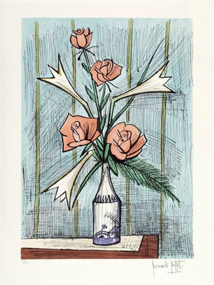 Bernard Buffet | Roses and lilies (1996) | MutualArt
