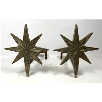 John Lyle Designs Star Andirons after Giacometti - John Lyle