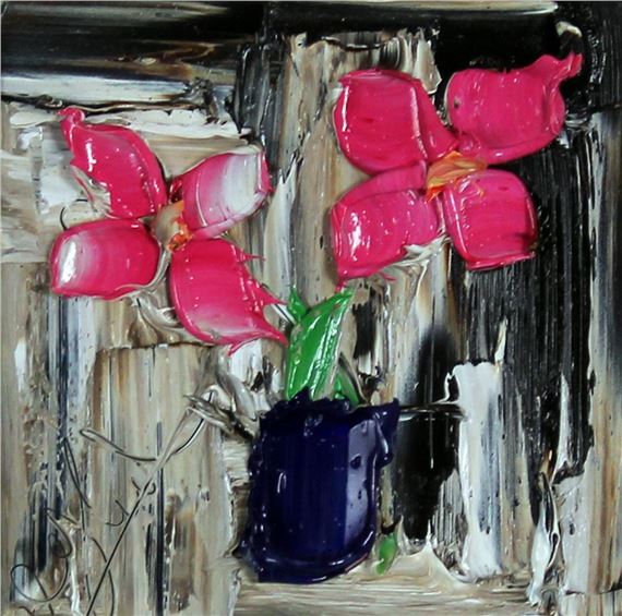 Colin Flack | Pink Flowers in a Blue Vase | MutualArt