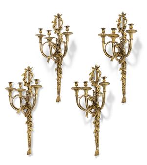A SET OF FOUR EMPIRE ORMOLU THREE-BRANCH WALL-LIGHTS - Edme-jean Gallien