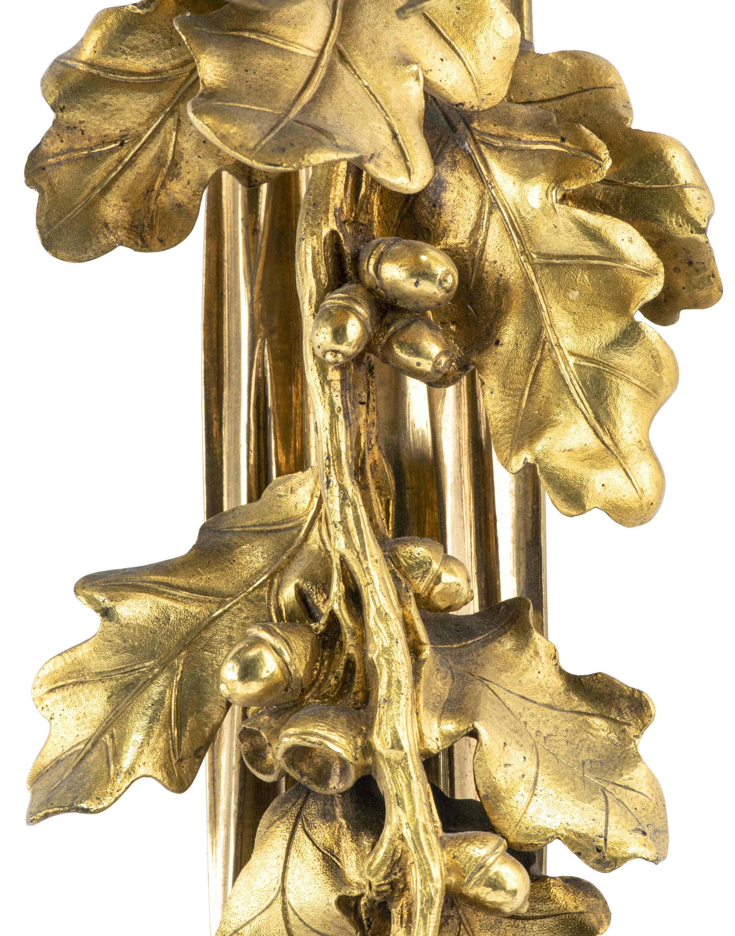 Artwork by Edme-jean Gallien, Pierre Bureaux, A SET OF FOUR EMPIRE ORMOLU THREE-BRANCH WALL-LIGHTS, Made of oak-leaf and acorn trails