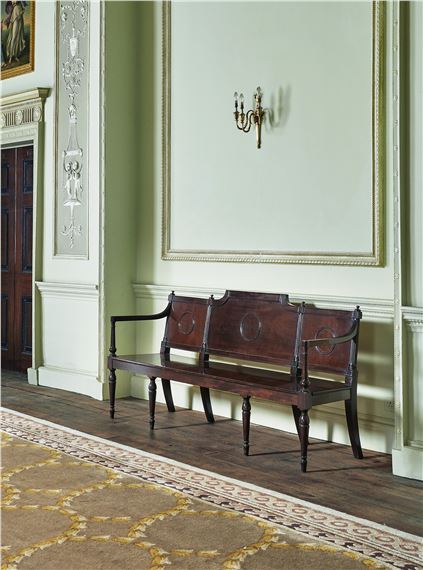 A MAHOGANY HALL BENCH