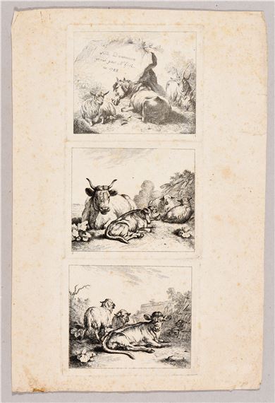 Series of 12 prints with animals. - Nicolas Huet the Elder