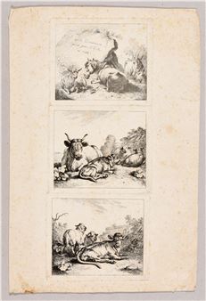 Series of 12 prints with animals. - Nicolas Huet the Elder