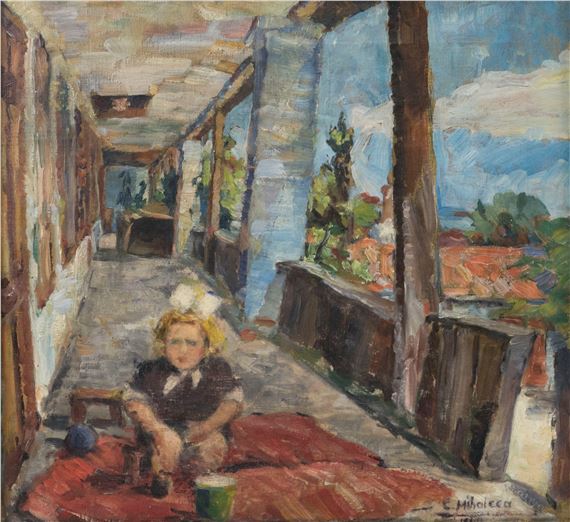 Little Girl in the Balcony - Constantin Mihalcea Braga