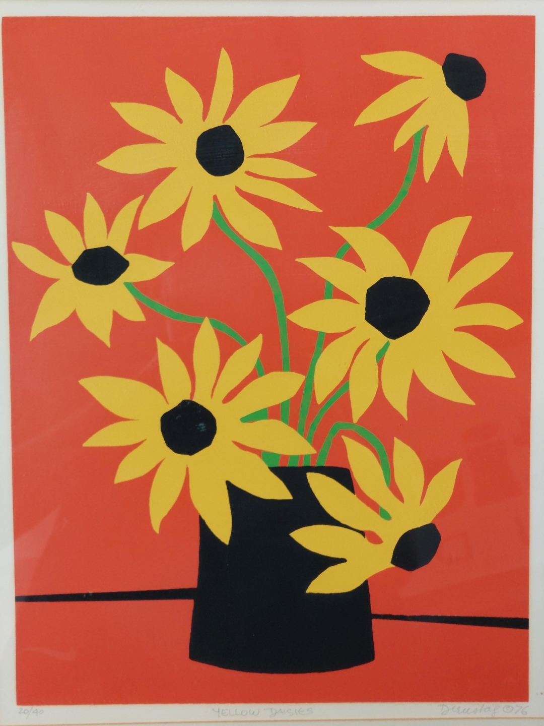 Artwork by Mildred Dienstag, YELLOW DAISIES, Made of serigraph