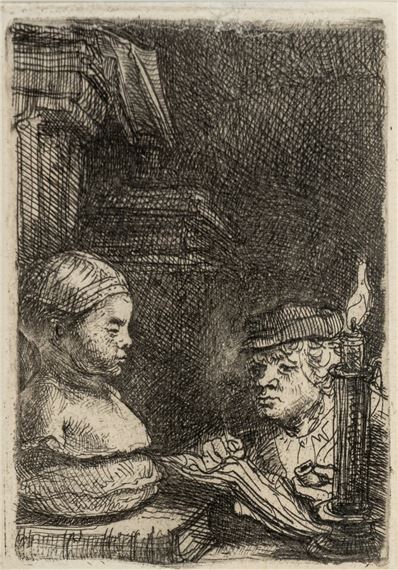Rembrandt van Rijn | Man Drawing from a Cast (1641) | MutualArt