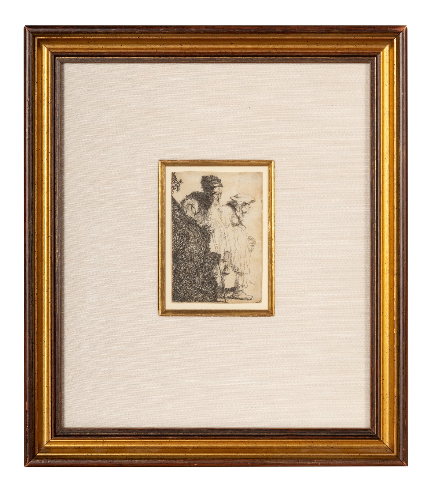 Rembrandt van Rijn Beggar Man and Woman behind a Bank (Circa 1630