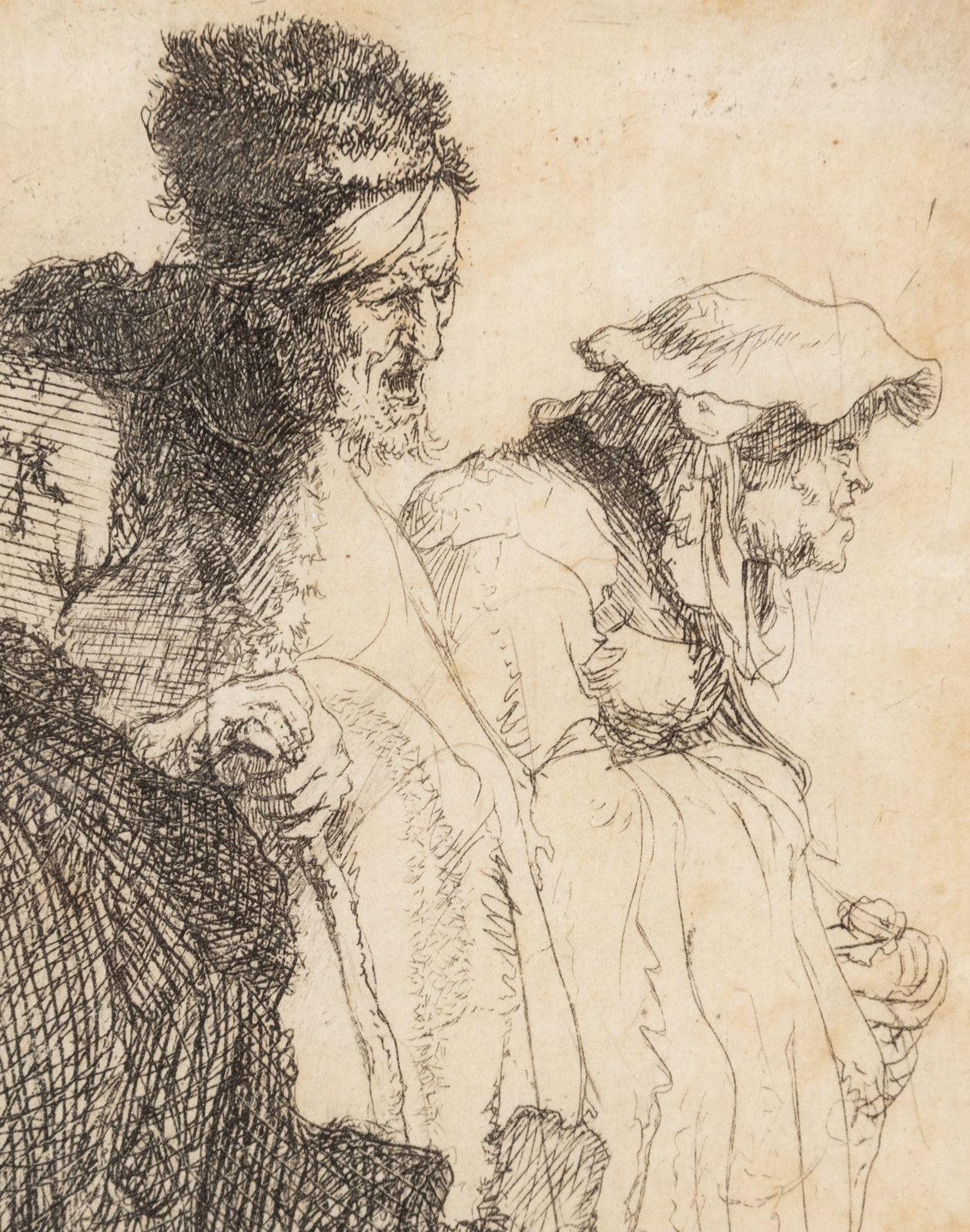 Rembrandt van Rijn Beggar Man and Woman behind a Bank (Circa 1630