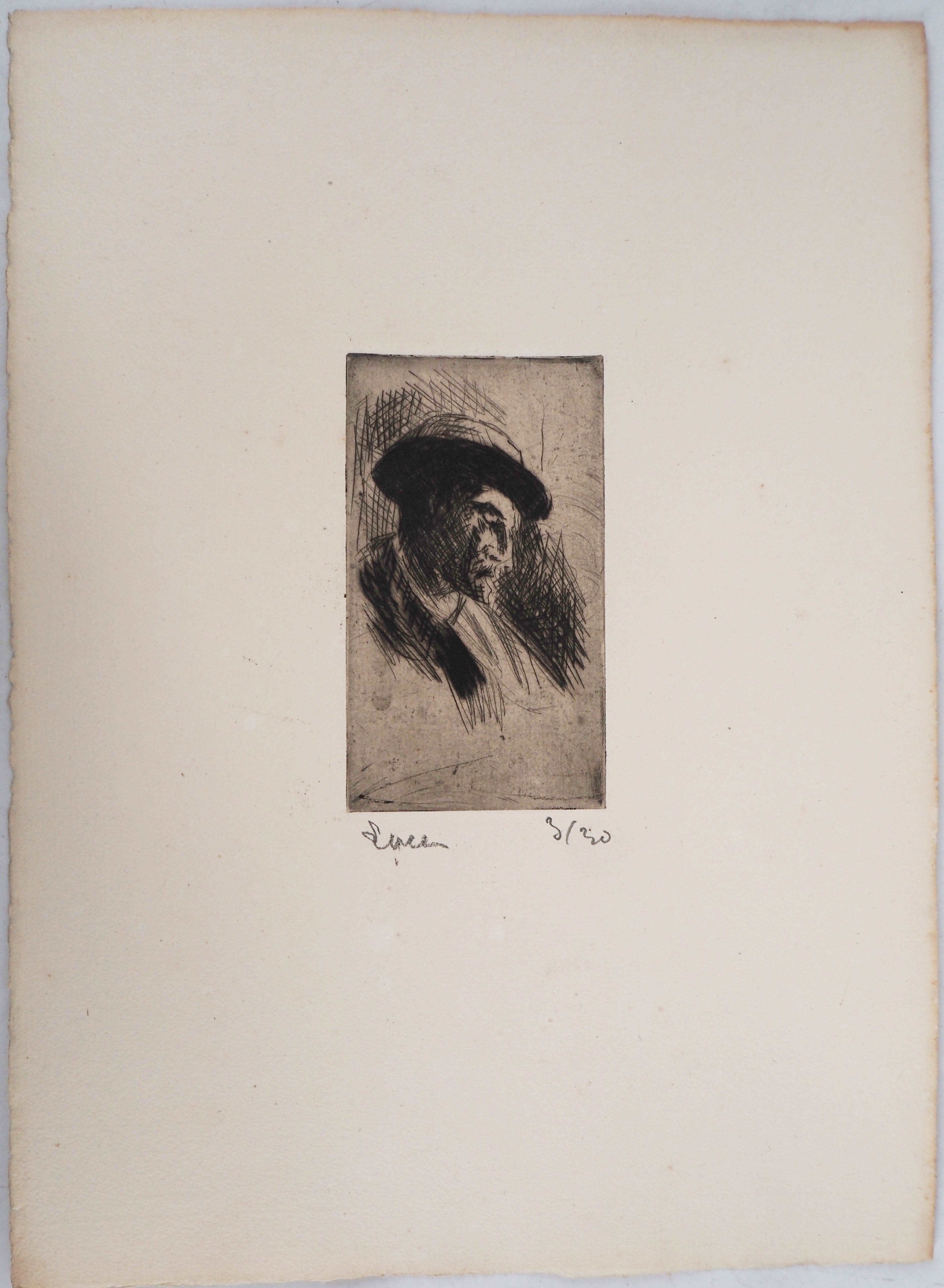 Study of a Man in a Hat, in Right Profile by Maximilien Luce, ca. 1895