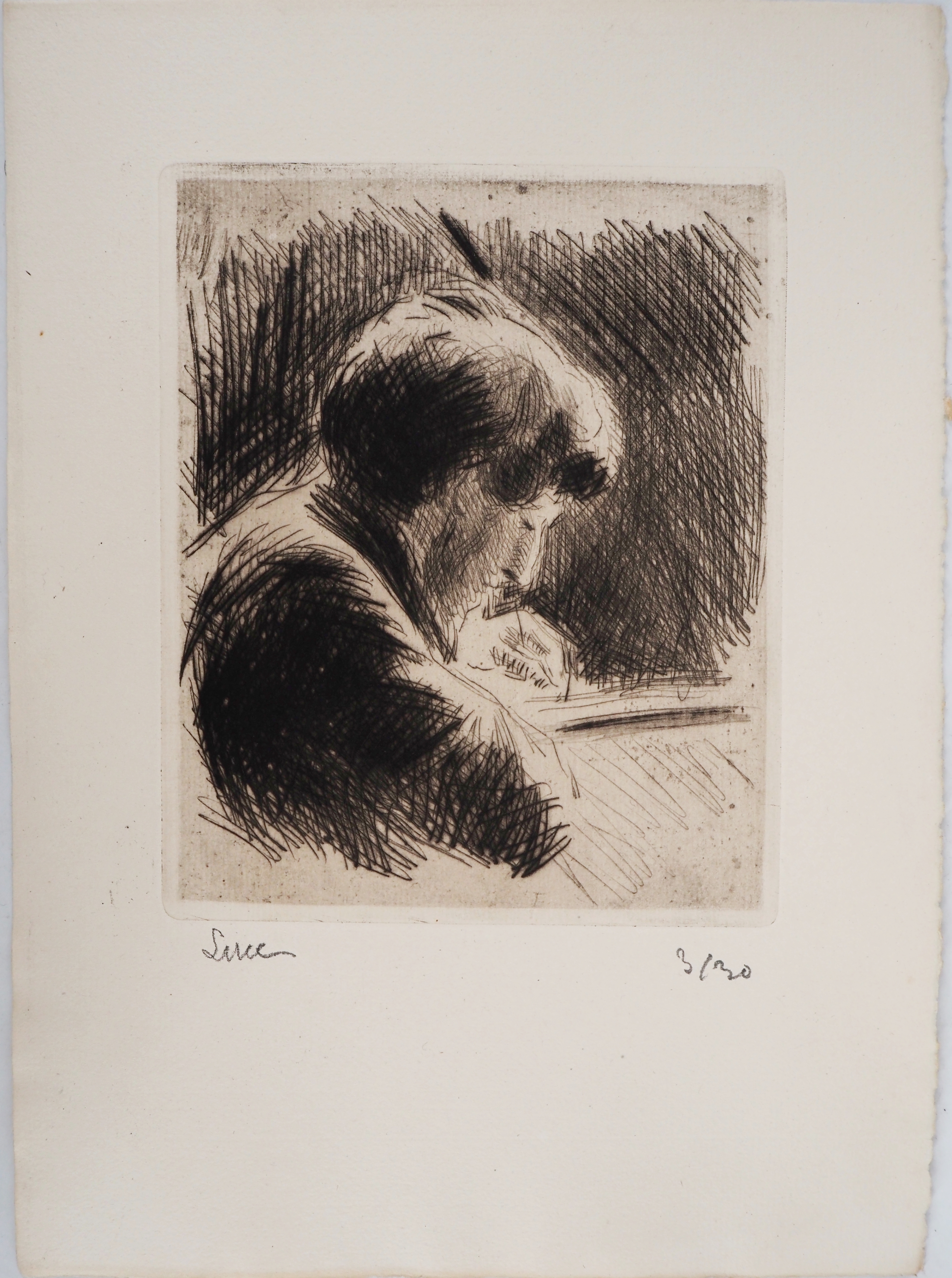 Woman with short hair, straight profile by Maximilien Luce, ca. 1890
