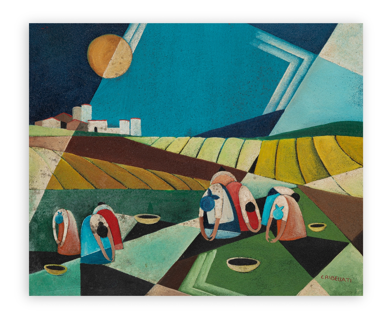 Artwork by Fiorenza Cribellati, Lavoro nei campi, Made of Fresco on canvas