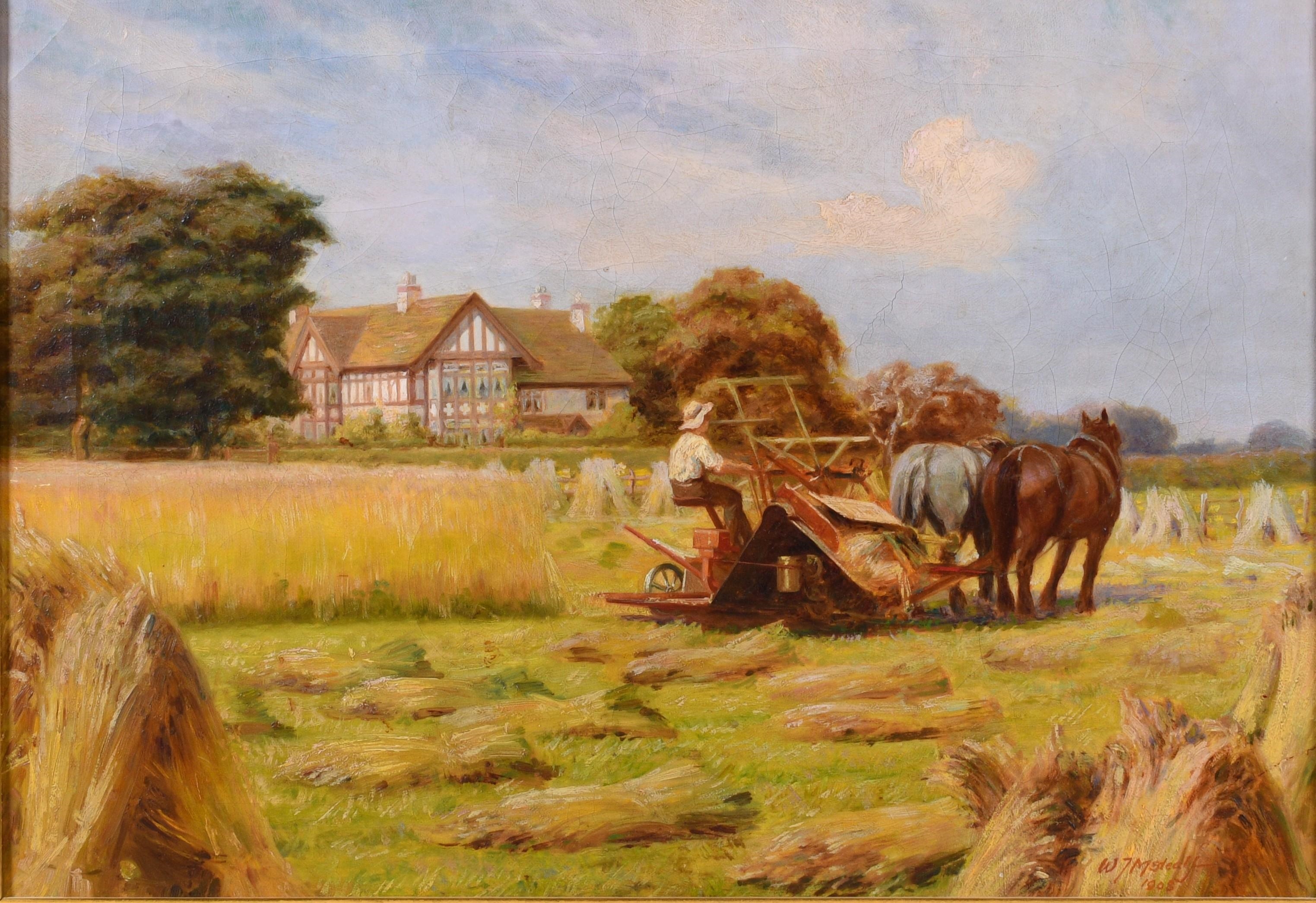 Artwork by W. J. Mcdeal, FARM SCENE, Made of Oil on canvas