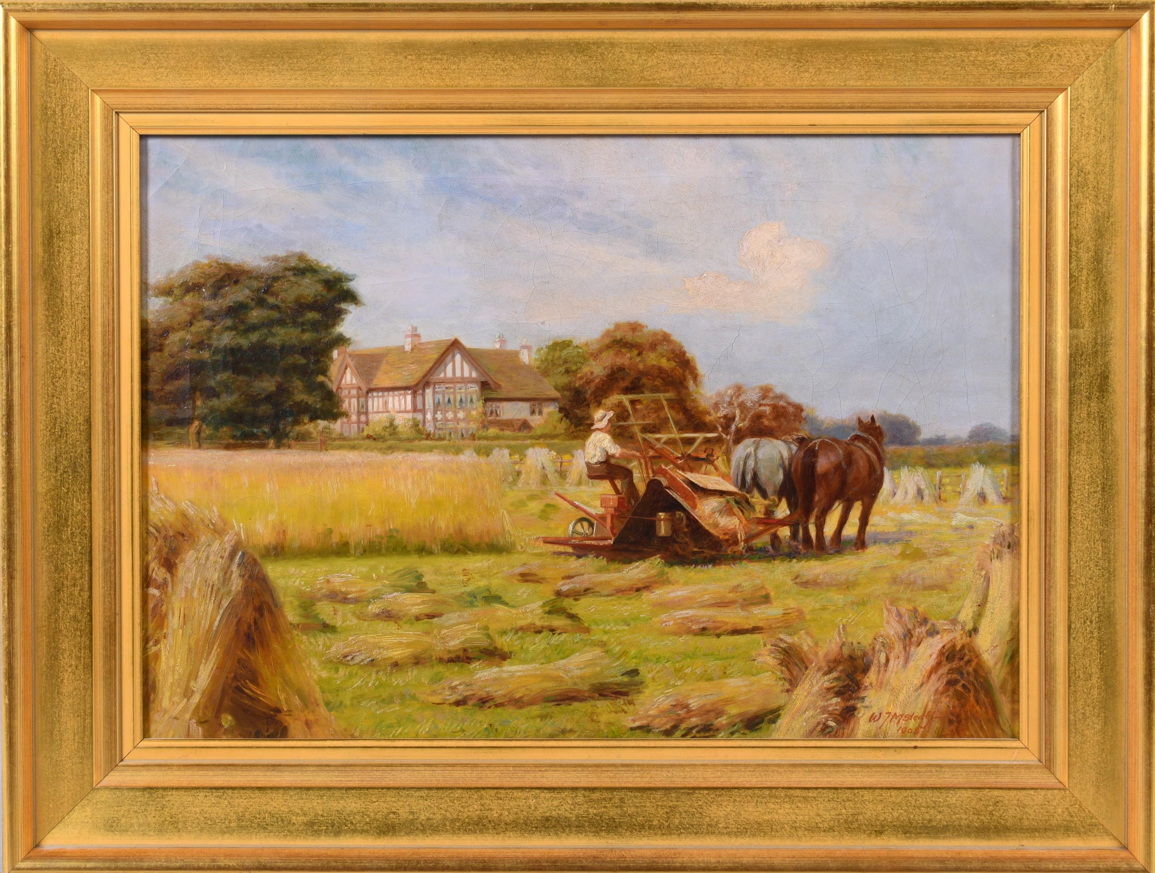 Artwork by W. J. Mcdeal, FARM SCENE, Made of Oil on canvas