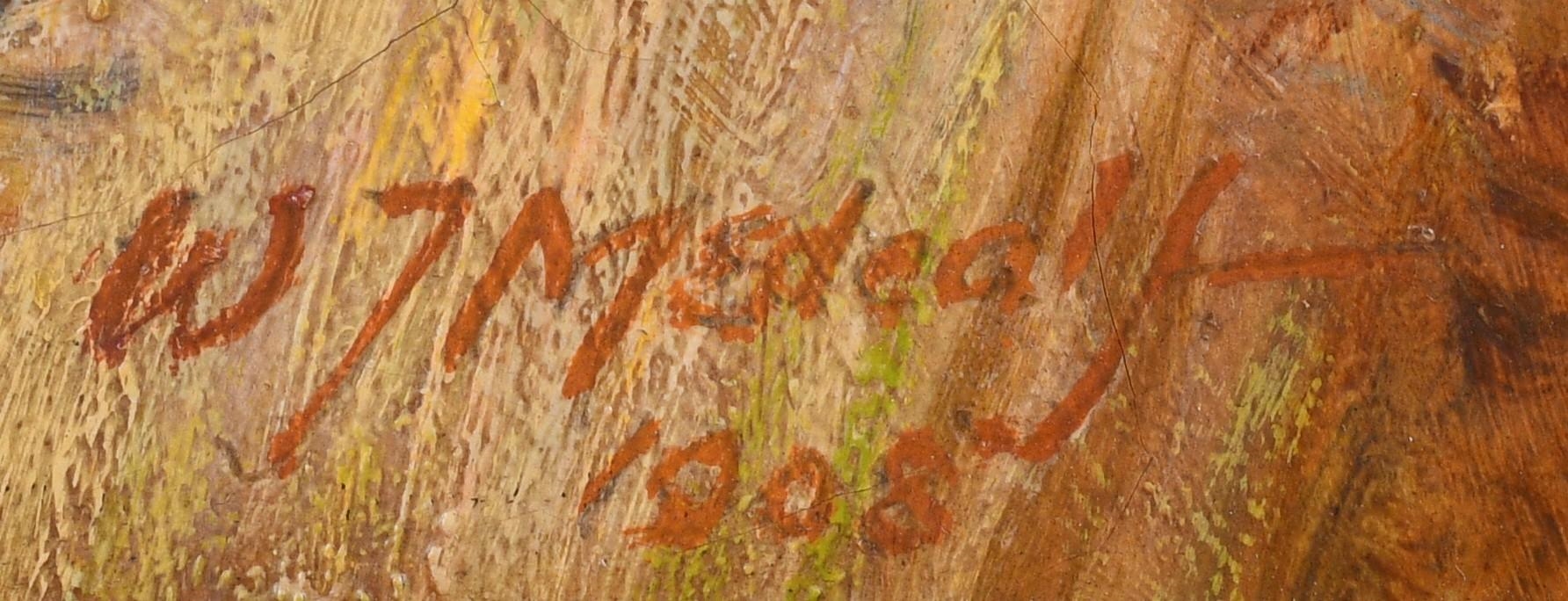 Artwork by W. J. Mcdeal, FARM SCENE, Made of Oil on canvas