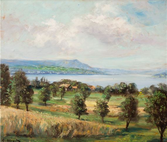 PAYSAGE DE LA CÔTE AVEC VUE SUR LE LAC ET LE MONT DE SION by Elisabeth Voigt