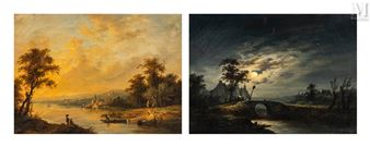 Vue prise à Mery / Vue prise à Auvers - Louis Nicholas Chainbaux