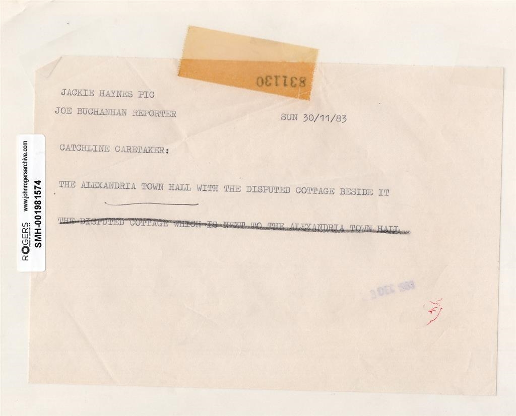 Artwork by Jackie Haynes, The Alexandria Town Hall, Sydney, Made of gelatin silver print