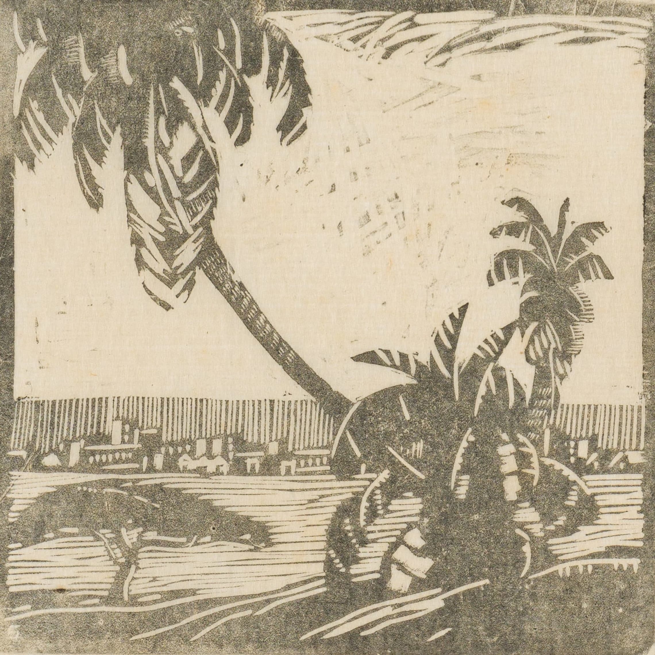 Artwork by Clément Sénèque, In The Botanical Gardens, Durban, Made of woodcut on paper