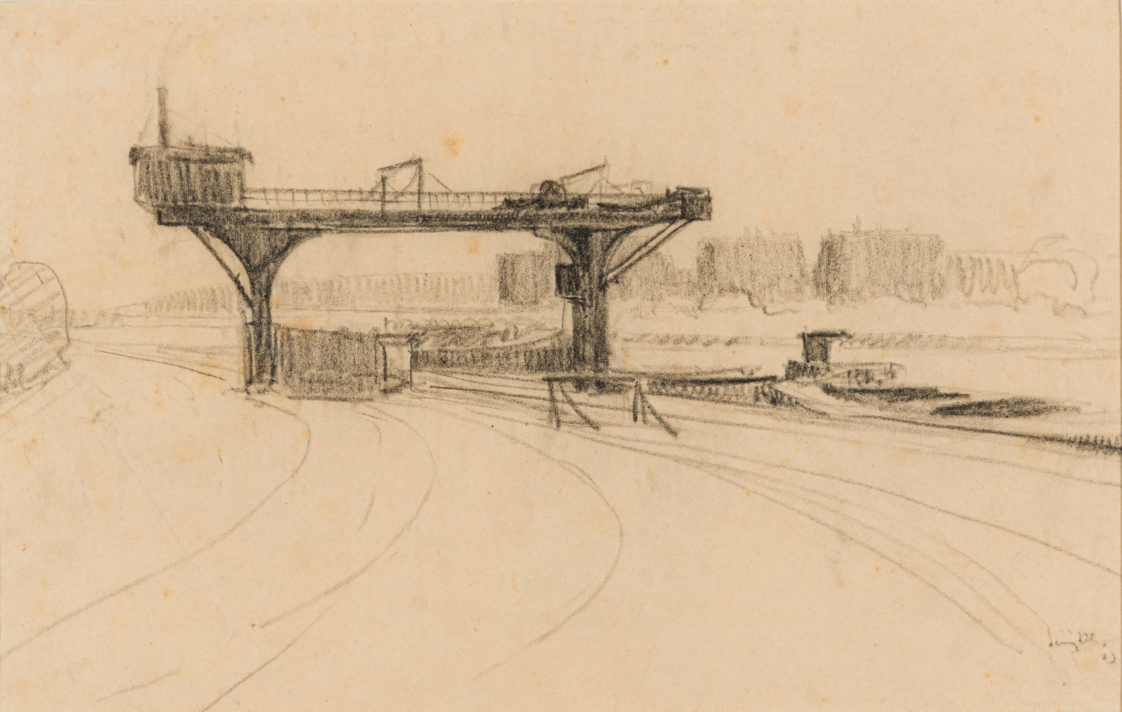 Artwork by Clément Sénèque, Barge, France, Made of pastel pencil on paper